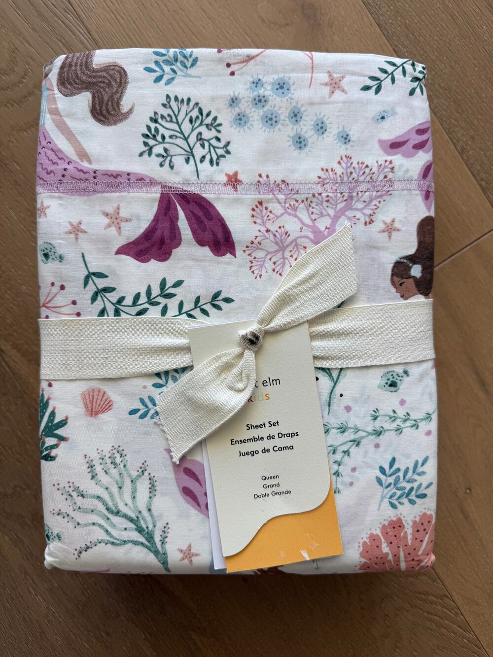 New West Elm Kids 100% Cotton Queen Sheet Set Mermaids